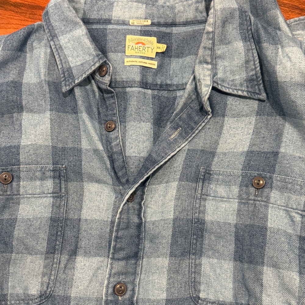 Faherty Indigo Checkered Casual Shirt